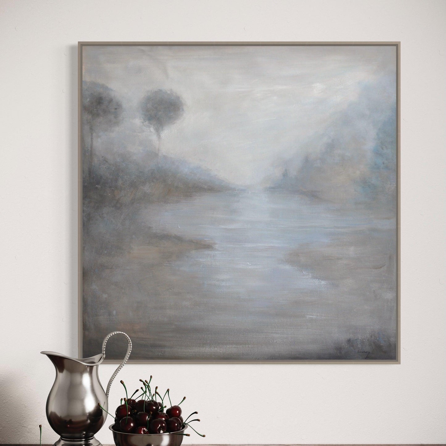 Veiled Whispers: Abstract Grayscale Vision of the Misty Forest - Zelly Collection