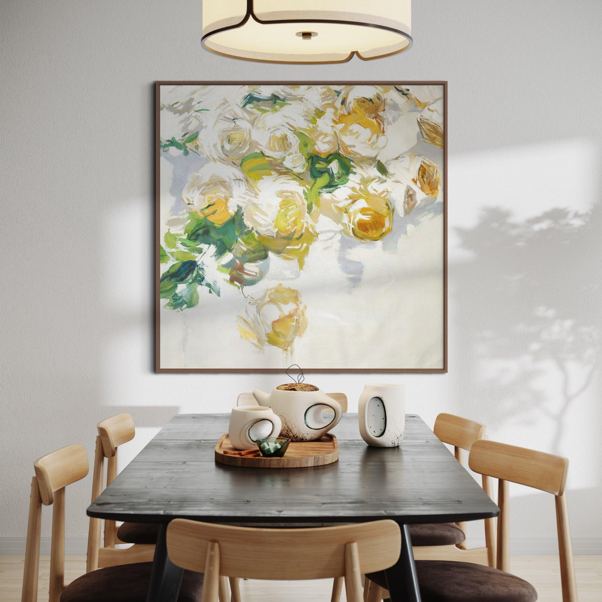 Sunlit Serenity: A Modern Yellow Rose Composition - Zelly Collection