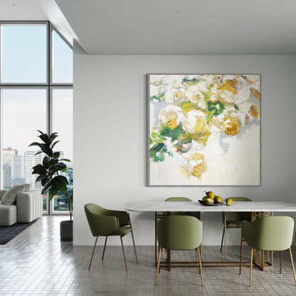 Sunlit Serenity: A Modern Yellow Rose Composition - Zelly Collection