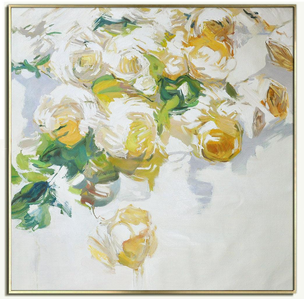 Sunlit Serenity: A Modern Yellow Rose Composition - Zelly Collection