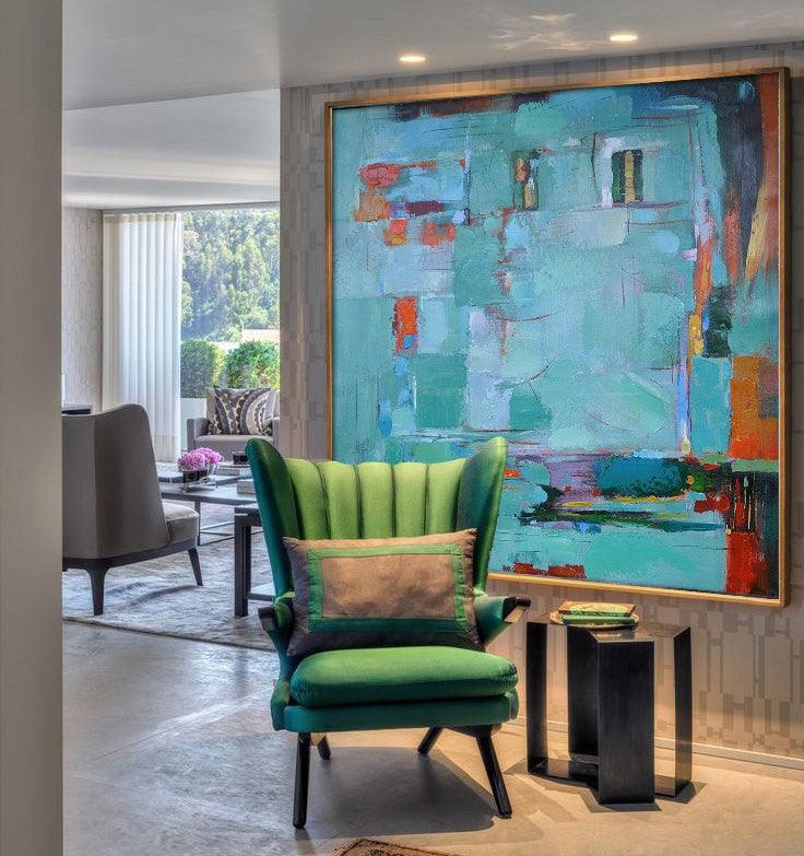 Aqua Green Harmony: Abstract Expressions - Zelly Collection