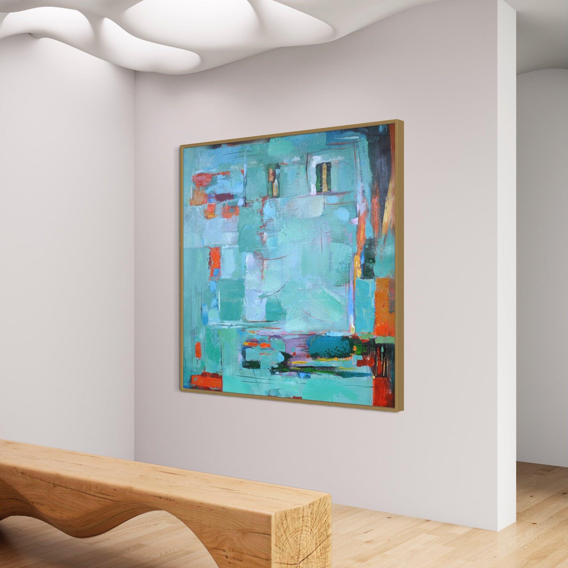 Aqua Green Harmony: Abstract Expressions - Zelly Collection