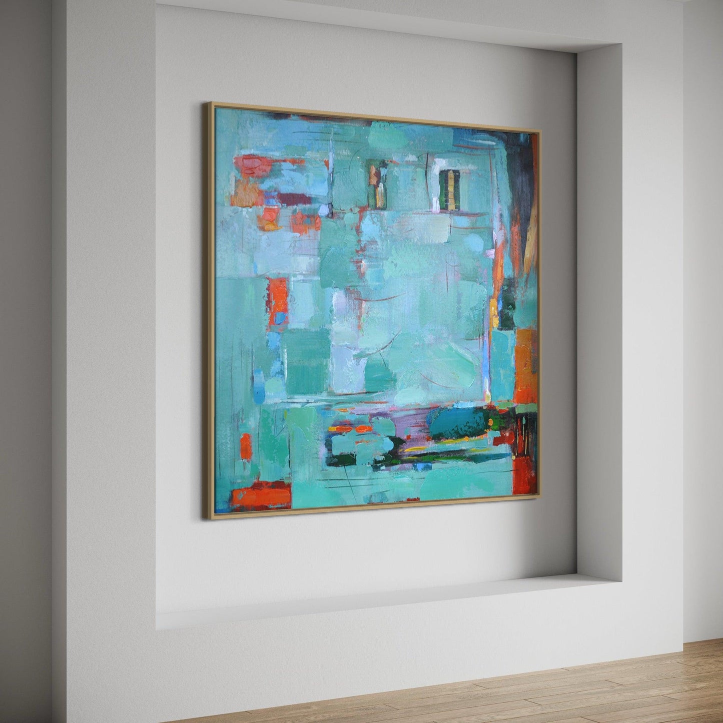 Aqua Green Harmony: Abstract Expressions - Zelly Collection