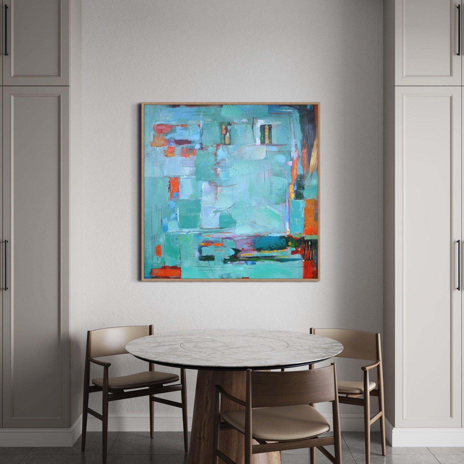 Aqua Green Harmony: Abstract Expressions - Zelly Collection