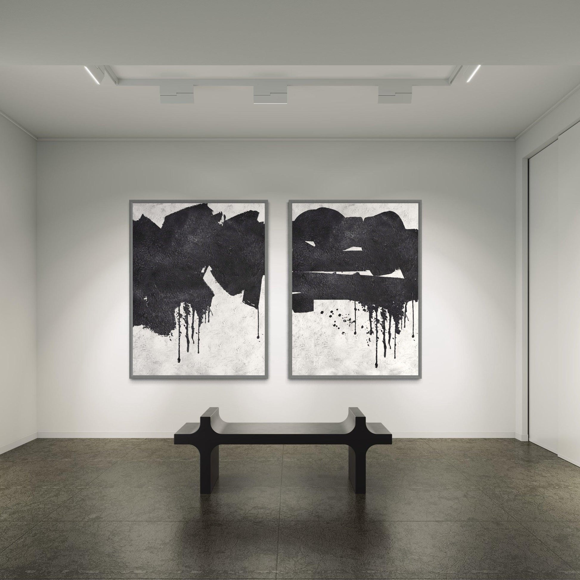 Duality in Simplicity: A Pair of Monochrome Minimalist Works - Zelly Collection