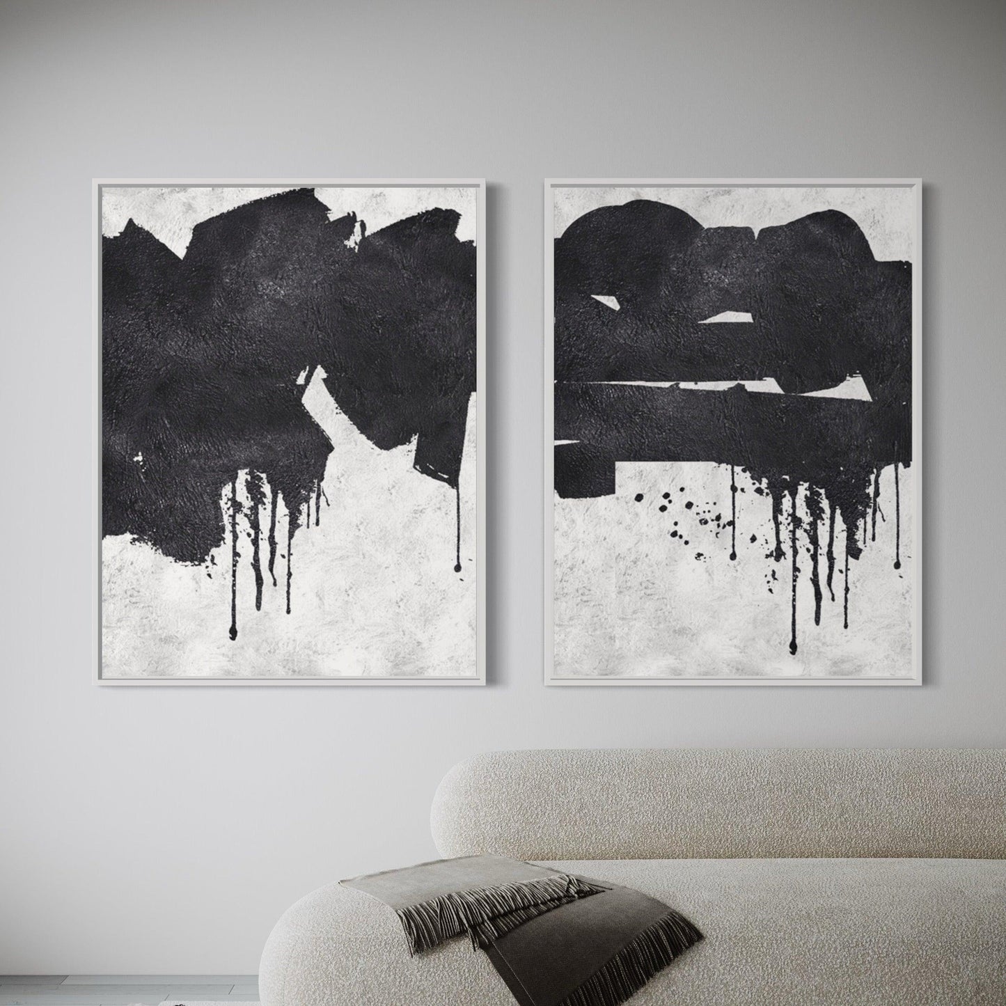 Duality in Simplicity: A Pair of Monochrome Minimalist Works - Zelly Collection