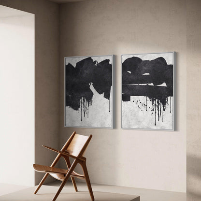 Duality in Simplicity: A Pair of Monochrome Minimalist Works - Zelly Collection