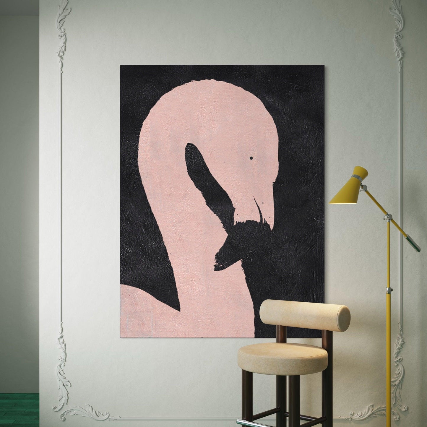 Graceful Flamingo: A Minimalist Modern Expression - Zelly Collection