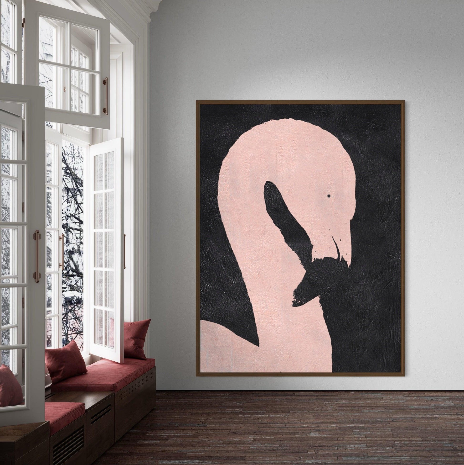 Graceful Flamingo: A Minimalist Modern Expression - Zelly Collection