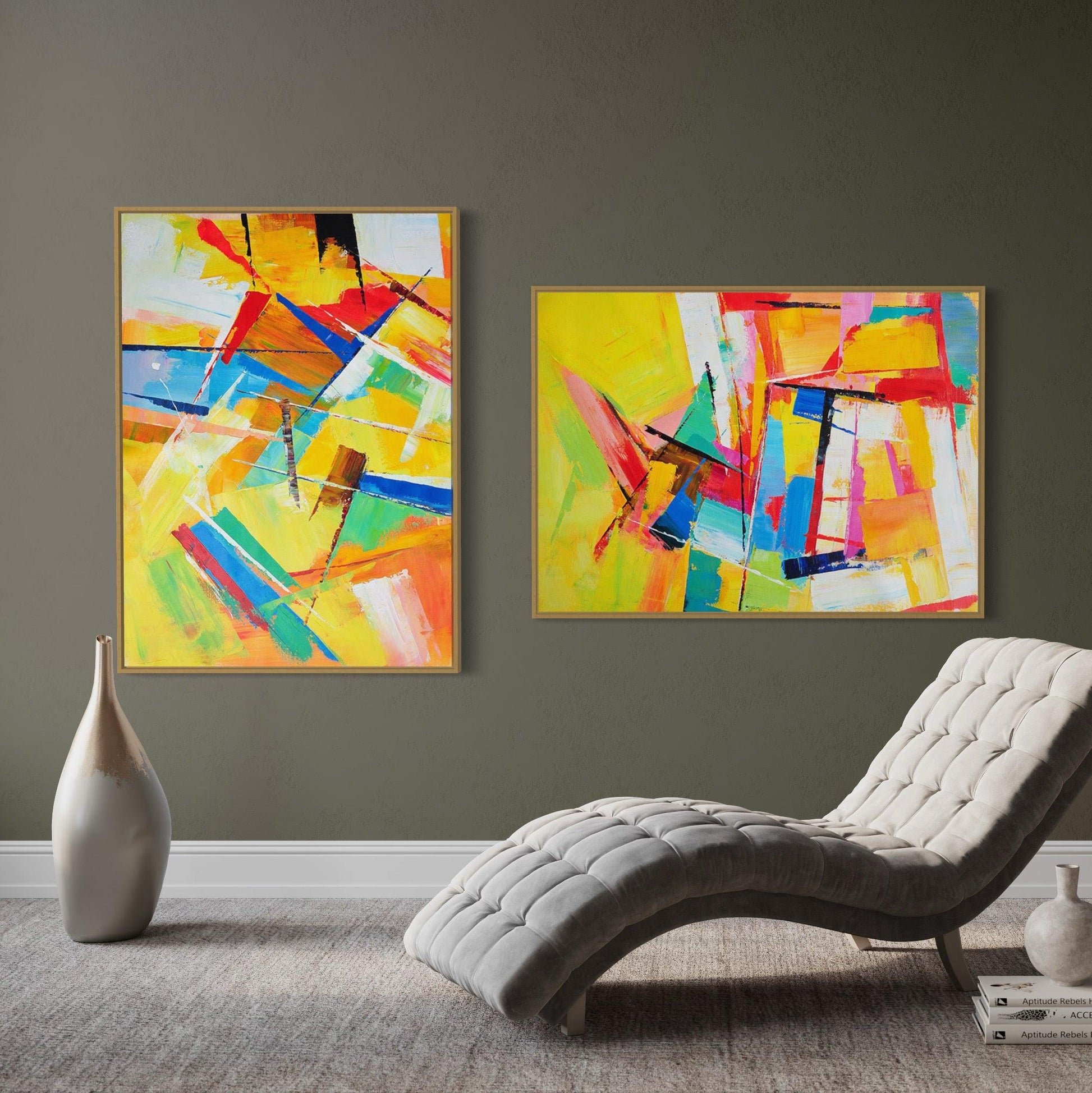 Passionate Hues: Abstract Duet in Color - Zelly Collection