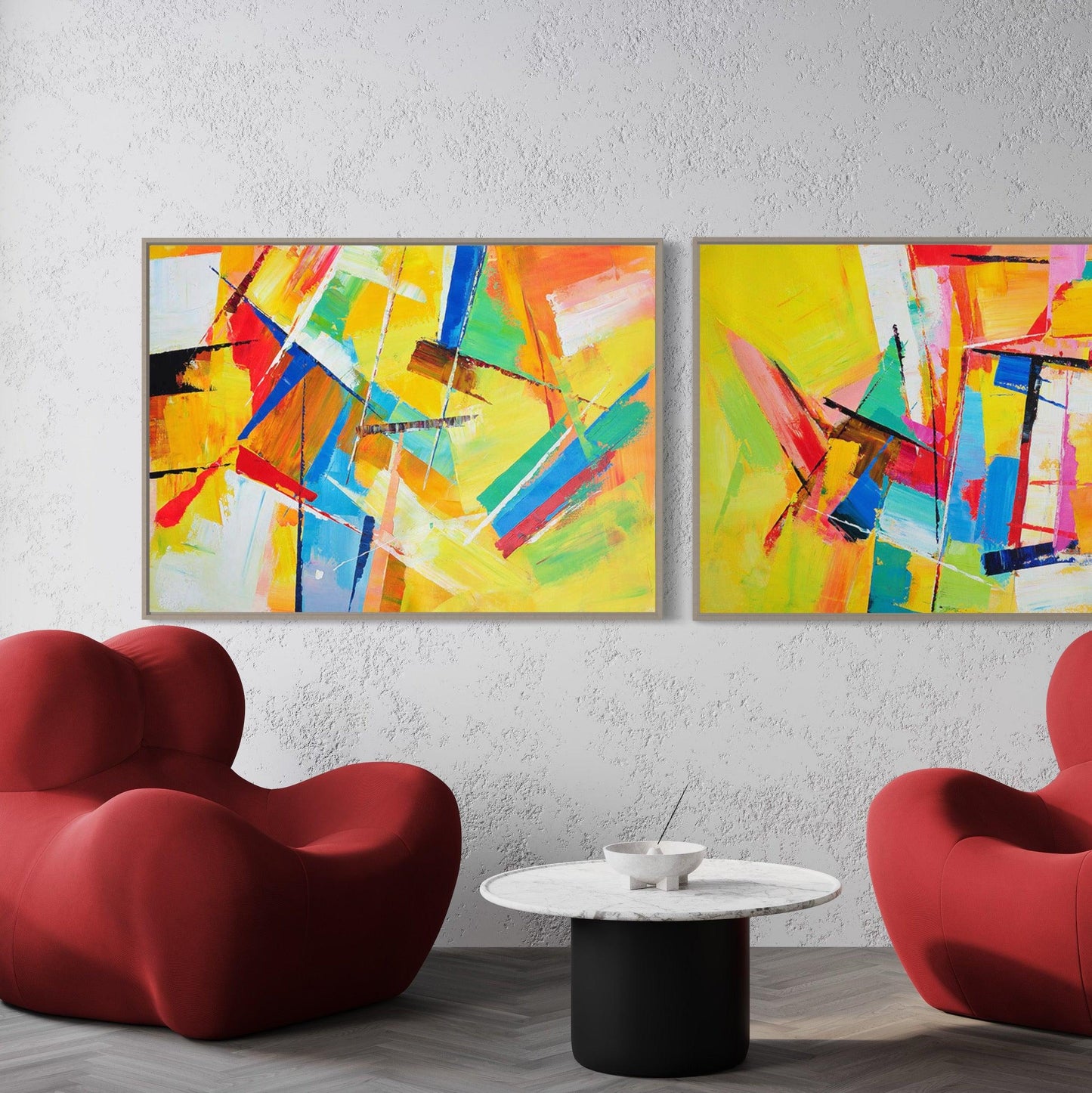 Passionate Hues: Abstract Duet in Color - Zelly Collection