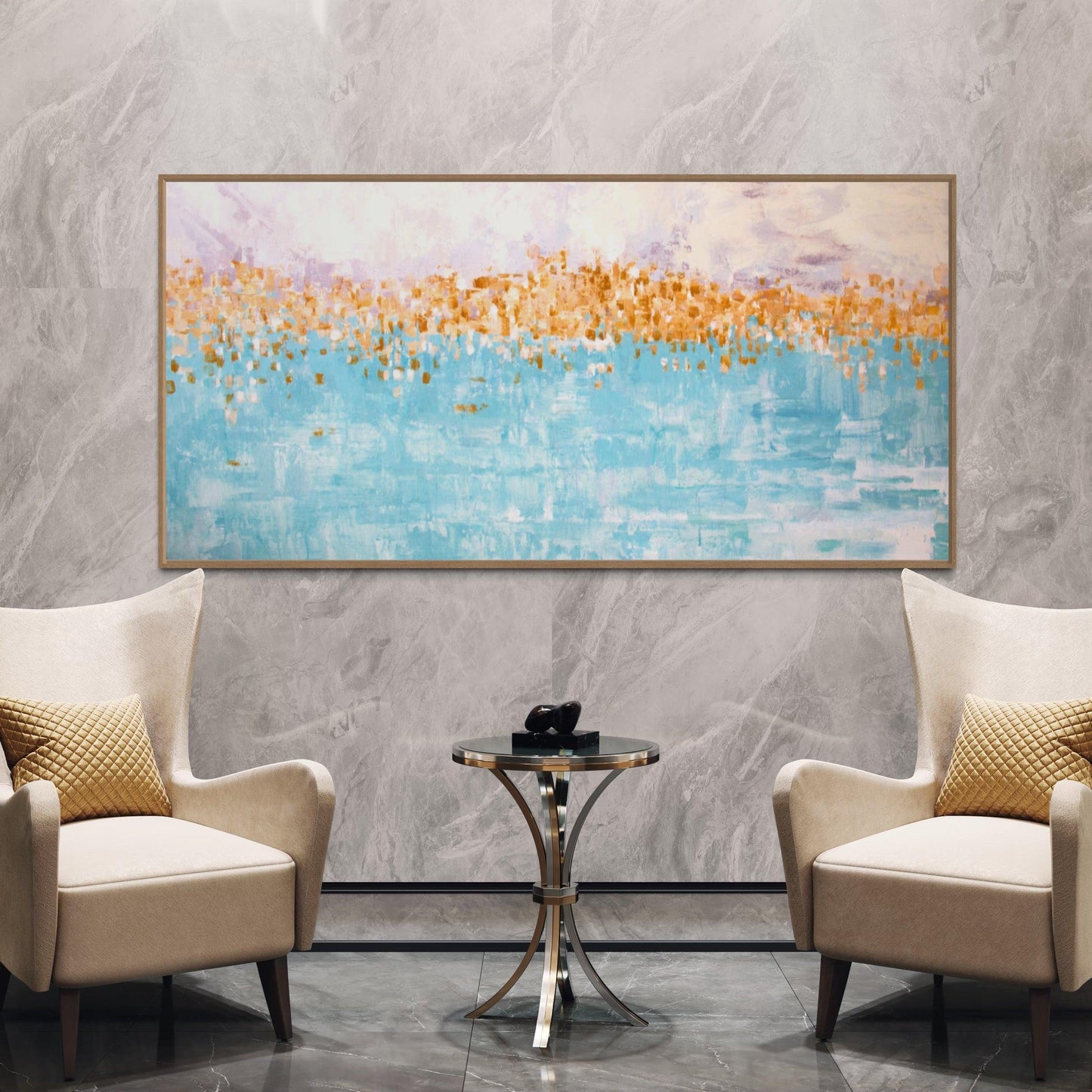 Golden Shores: Abstract Harmony by the Sea - Zelly Collection