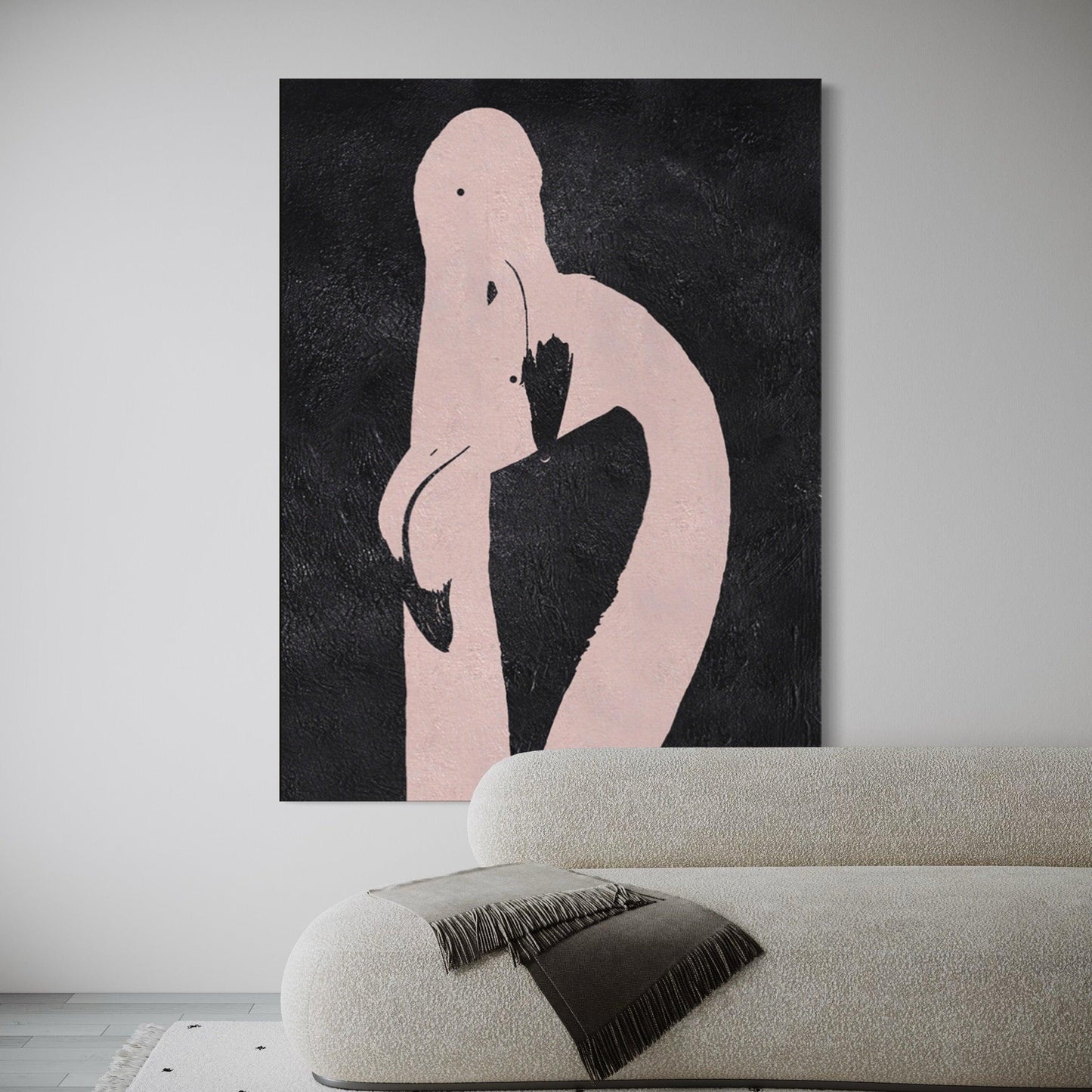 Harmony in Pink: A Minimalist Flamingo Duo - Zelly Collection