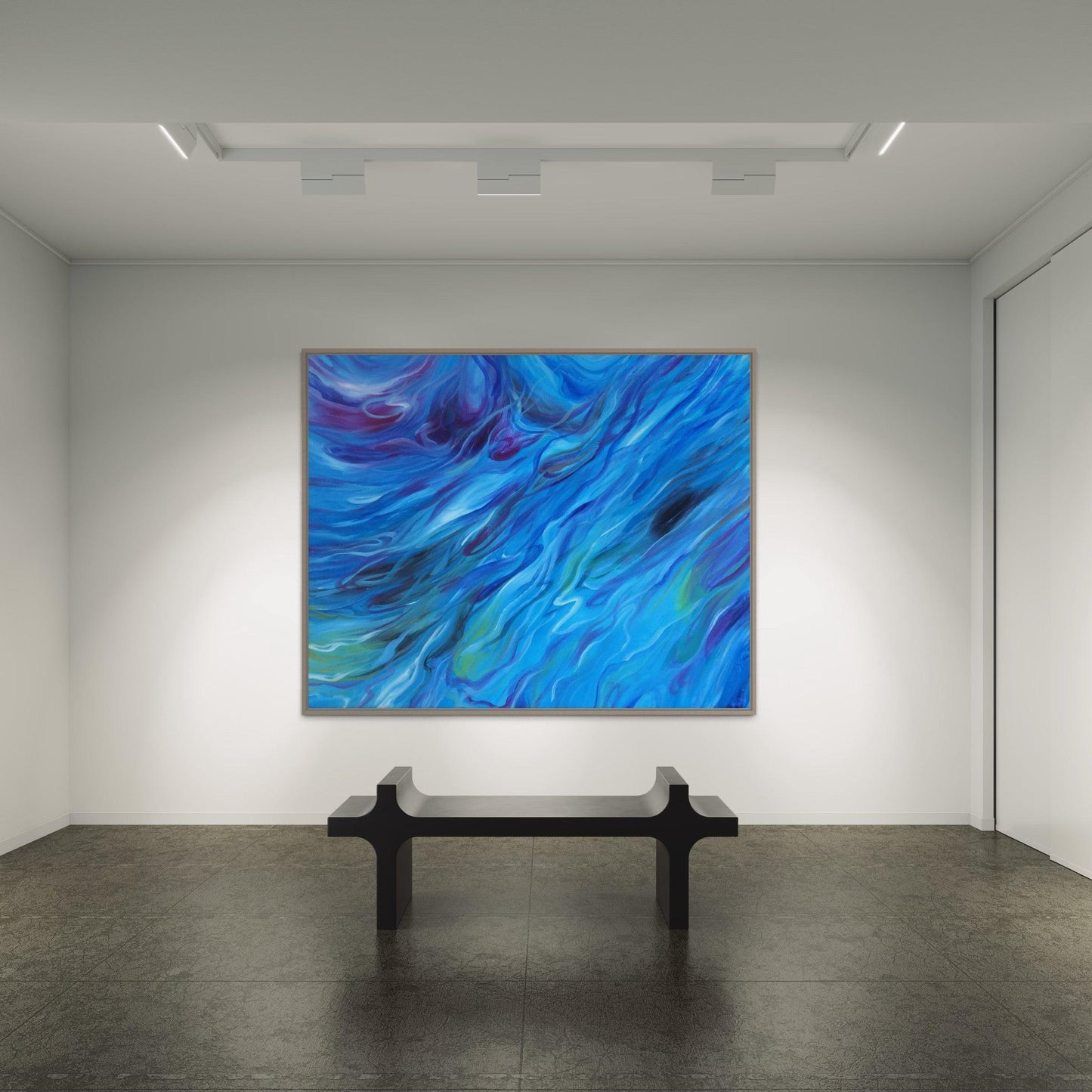 Whispers of the Deep: Abstract Oceanic Flow-Large Painting - Zelly Collection