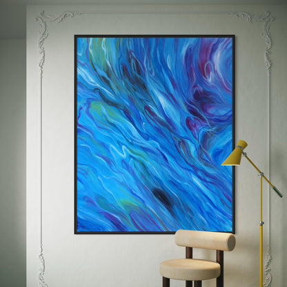 Whispers of the Deep: Abstract Oceanic Flow-Large Painting - Zelly Collection