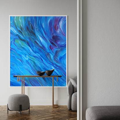 Whispers of the Deep: Abstract Oceanic Flow-Large Painting - Zelly Collection