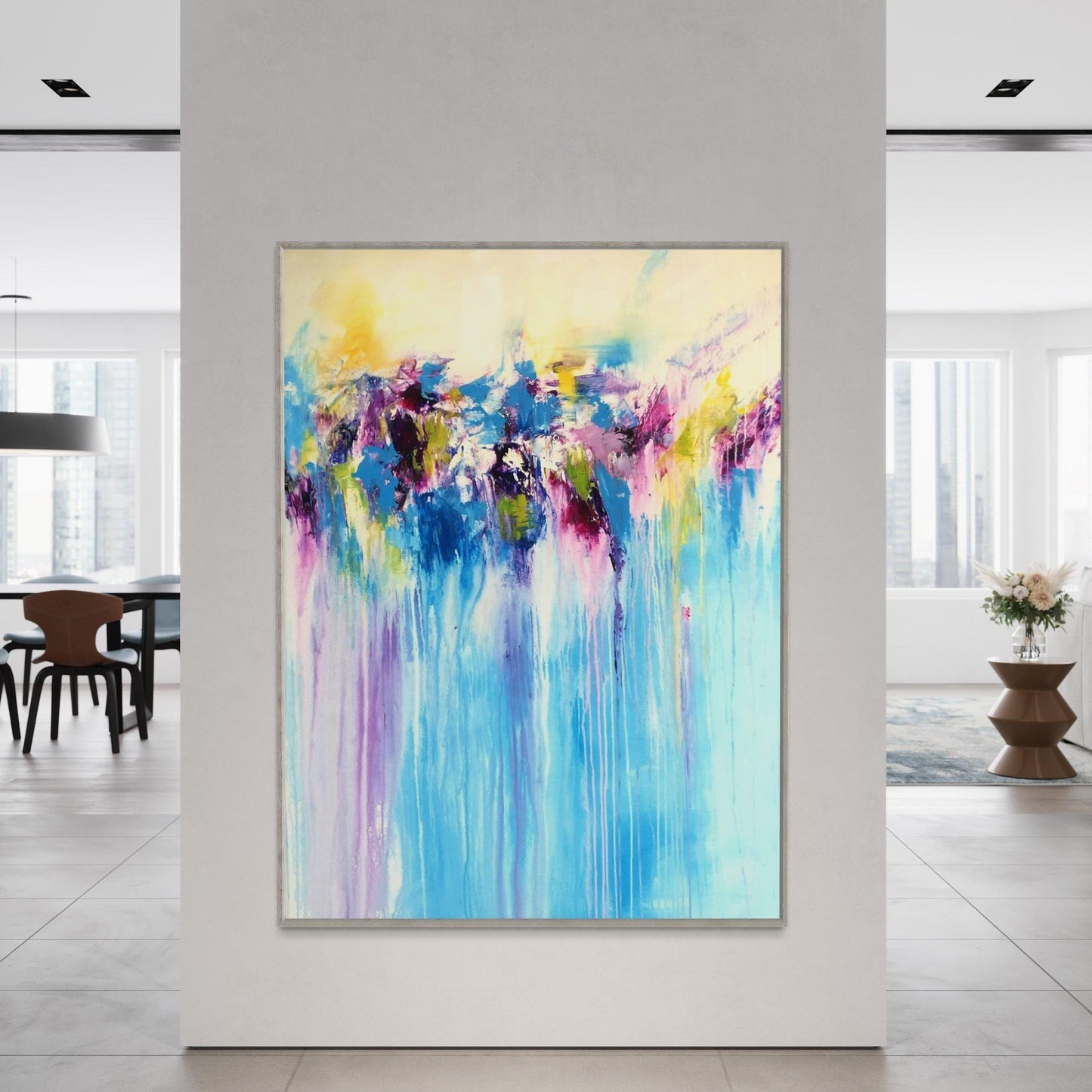 Submerged Serenity: Abstract Flowing Ocean-Large Painting - Zelly Collection