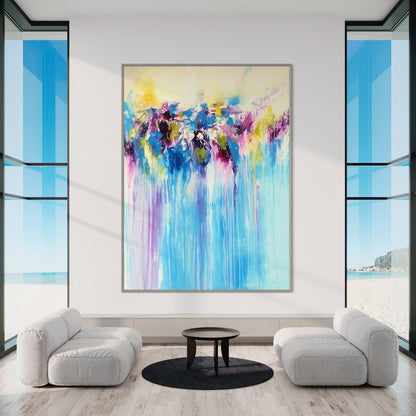 Submerged Serenity: Abstract Flowing Ocean-Large Painting - Zelly Collection