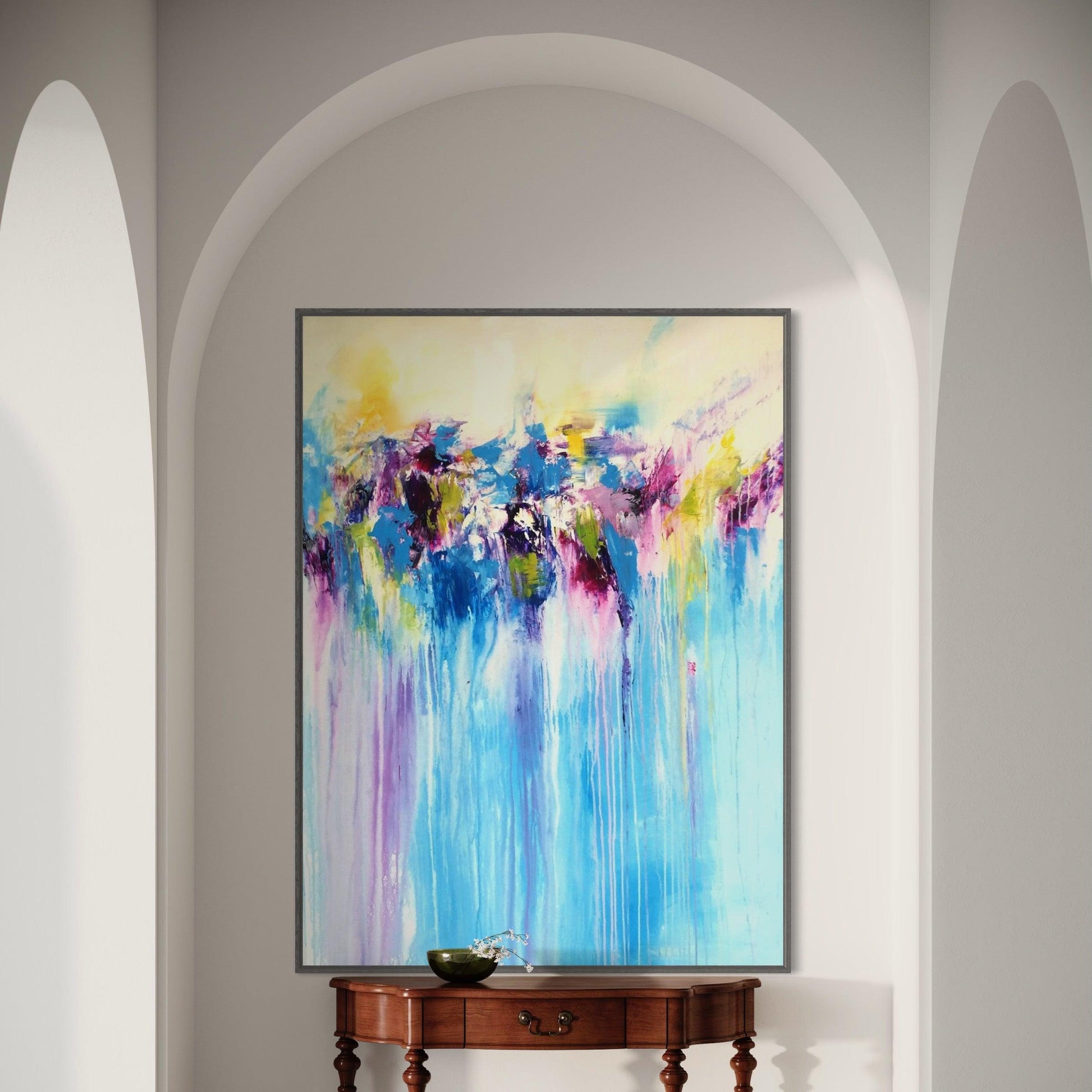 Submerged Serenity: Abstract Flowing Ocean-Large Painting - Zelly Collection