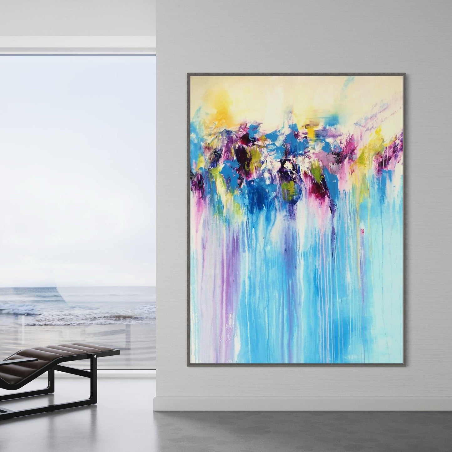 Submerged Serenity: Abstract Flowing Ocean-Large Painting - Zelly Collection